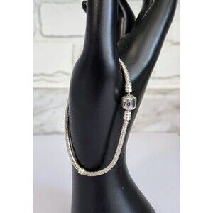 PANDORA Barrel Clasp 7.5" 925 Sterling Silver ALE Charm Rope Snake Bracelet